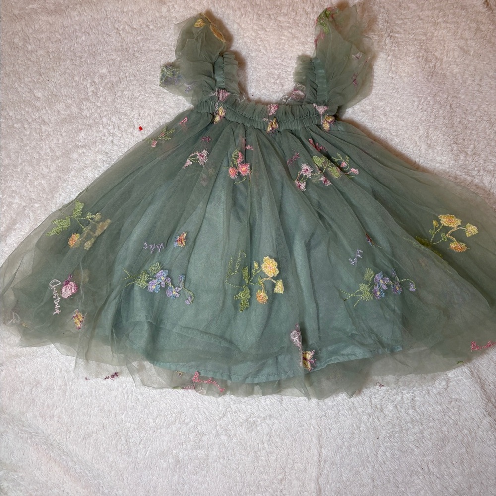 Floral Embroidered Green Dress